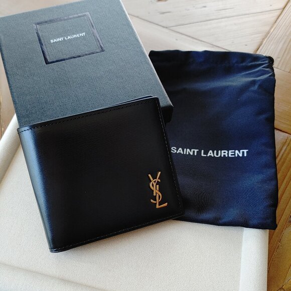 Saint Laurent YSL Gold "Small Cassandre" Leather Bi-fold Wallet (New) - Picture 8 of 11